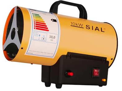 SIAL 10kW Termoventilatore a Gas Riscaldatore da Cantiere Riscaldatore a Gas Riscaldatore Radiante Ventilatore di Aria Calda, Giallo
