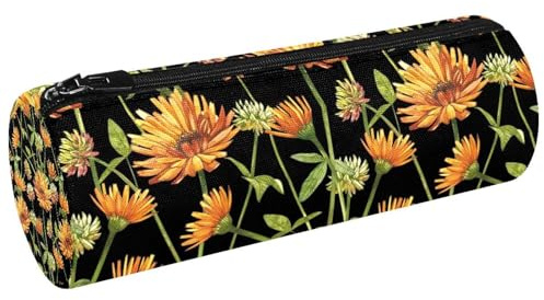 VAPOKF Federmäppchen aus Segeltuch mit Aquarell-Ringelblumen-Motiv, für Stifte, Münzen, Kosmetik, Make-up-Tasche für Studenten, Schreibwaren, Schule, Büro, Aufbewahrung, multi, 20x6.3cm/7.9x2.5in,