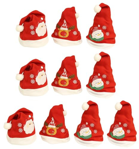 MDHQ Weihnachtsmütze, Weihnachtsmütze, Weihnachtsmütze für Erwachsene, Uni, Plüsch-Stoffmütze, Uni, Erwachsene, Weihnachtsmannmütze, Cosplay-Mütze, 10 Stück