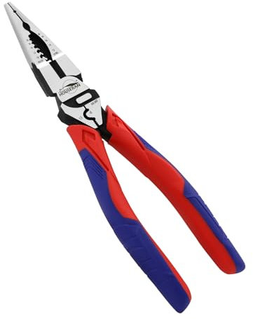 HOUSERAN Needle Nose Pliers, Long Needle Nose Plier with Wire Stripper and Crimper, 8.4 Inch Long Lose Pliers, 5-in-1 Needle Nose for Bending, Crimping, and Stripping
