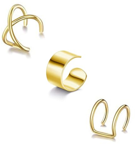 Huacan Ohrklemme Damen Herren 3 Stk. Edelstahl Ohrclip Geometrisch kreativ, einfach nicht durchdringend Ohrschmuck für Frauen Mann Mädchen