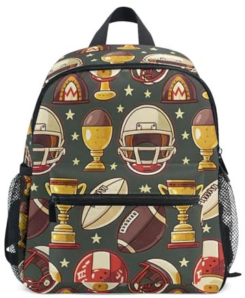 Mnsruu Rugby-Helme, American Football, Kleinkind-Rucksack, Vorschulrucksack, Kinder, Jungen, Mädchen, Kindergarten, Schultasche, B2582, 25.40x30.5x10cm