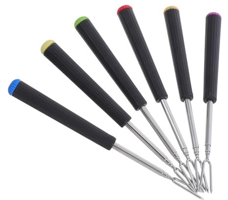 Alipis 6pezzi Forchette in Acciaio Per Fonduta Barbecue e Picnic Design Telescopico Regolabile Utensili Per Immersione Cioccolato e Servire Frutta Leggero e Portatile Per Feste e Esterni