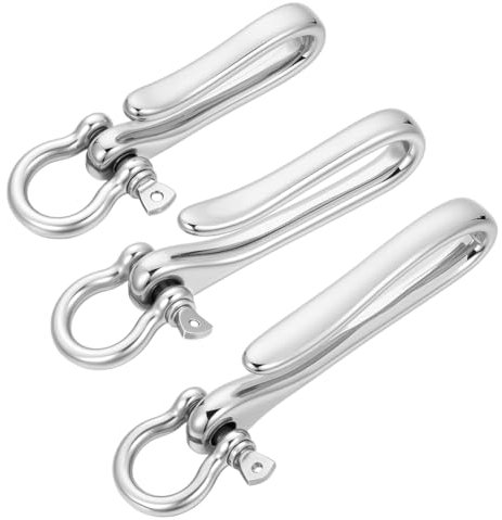 PH PandaHall Portachiavi con gancio a forma di gancio da pesce, in ottone massiccio, con gancio a U, portachiavi per cintura, portachiavi per auto, per uomini, donne, portafoglio, borsa, zaino