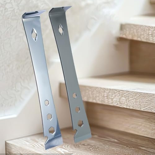 2Pcs Pry Bar Stainless Steel Set, Lightweight Crowbar With Rubber Handle, Multipurpose Leverage Tool For Trim And Baseboard Removal Tool