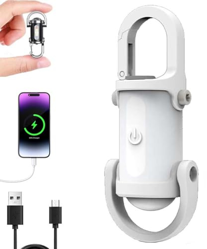Power Bank Mini Keychain Flashlight,1200LM Superhelle Mini-Schlüsselanhänger-Taschenlampe Wasserdicht,Mini LED Taschenlampe Schlüsselanhänger,Taschenlampe LED Aufladbar für Outdoor,Camping (Weiß)