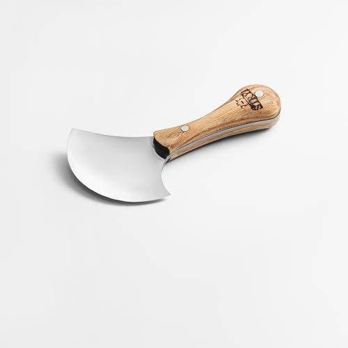 STRYI Coltello professionale in pelle di alta qualità, 85 mm, manico in legno di quercia, strumento professionale in pelle