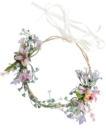 NIYANGLE Haar Blumenkranz Blumen Stirnband Für Frauen Braut Haarkranz Blumenkronen Kopfbedeckung Floral Garland Haarband Party Hochzeit Geburtstag Mottoparty