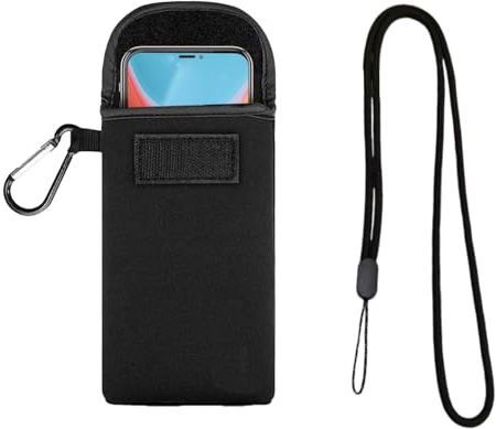 Universal Neopren Handytasche mit Karabiner & Umhängeband - Schützende Smartphone-Hülle für Geräte bis 6.9 Zoll (18x10.5cm) - Ideal für iPhone, Samsung Galaxy, Google Pixel - Sport, Outdoor & Alltag