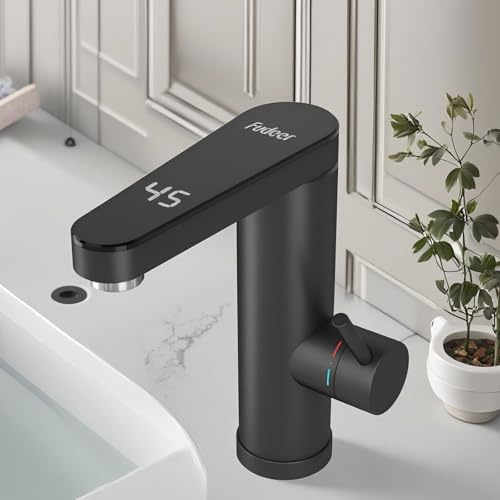Stainless Steel Electric Hot Water Tap, Instant Heating Tap for Bathroom, Electric Faucet with 120 Degrees Swivel Spout, Hot and Cold Water Self-Heating Tap with Digital Display (Swivel Screen Spout)