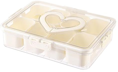 Jingyash Envases Fruteros Para Frigorífico - Bandeja De Servir Con Compartimentos Y Tapa | Bandeja Organizadora Hermética Transparente Reutilizable para Comida, Despensa, Cocina