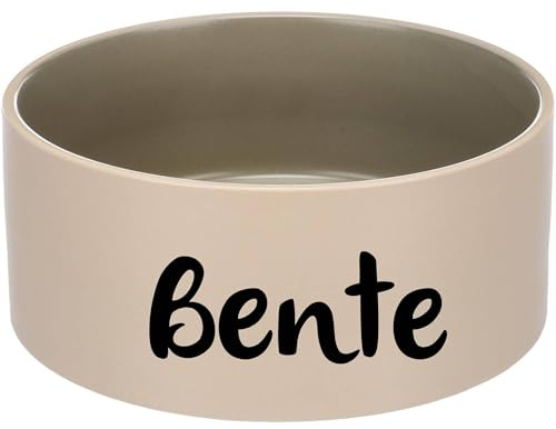 Hundenapf personalisiert aus Keramik ANCA L 1200 ml Beige/Grün – rutschfest, leicht & hygienisch – Futter- & Wassernapf mit Namen für kleine Hunde & Katzen