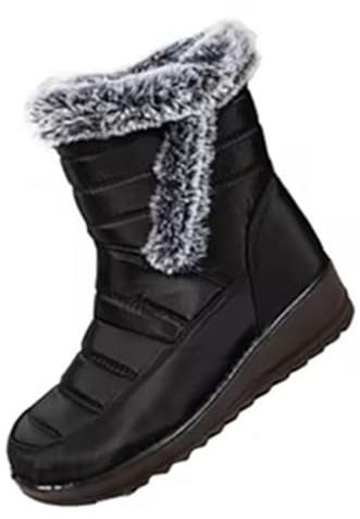 Botas de invierno para mujer, botas de invierno, forradas, impermeables, botas de nieve, suela plana, zapatos de nieve, deslizantes, zapatos de invierno, botas de caña corta para exteriores, camping