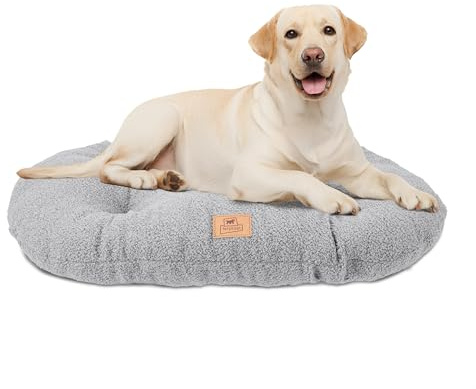 Ferplast Hundebettkissen für mittelgroße Hunde, Katzenbett, waschbarer synthetischer Bouclé-Stoff, weiche Polsterung, 78 x 50 x H 5 cm, Grau