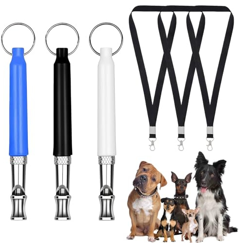 SKIPTHYBER 3 Stück Hundepfeifes, Hundepfeife Rückruf, Hundepfeife Hochfrequenz Lautlos, Erziehungshilfen für Hunde Pfeifen, Trainieren Sie Ihren Hund mit Einem Schlüsselband, Trainingspfeife