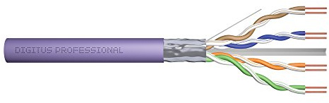 DIGITUS Cable de red Cat 6 – 100 m – F/UTP simplex – BauPVO Eca | LSZH sin halógenos – AWG 23/1 – Compatible con PoE – 1 Gbit/s – 250 MHz – Cable de instalación LAN, cable Ethernet – Violeta