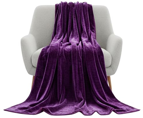 Rohi Single Bedspread Blanket Purple Throw for Sofa - Luxury Bed Throw Single Size Super Soft Fluffy Warm Solid Faux Fur Blanket (127 x 152 cm)