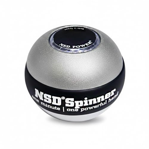 NSD Metallic Titan Spinner Gyro Ball – Grip Strengthener for Forearms, Wrist & Hands – String Start Design, Up to 15,000 RPM – Portable Wrist Trainer & Workout Equipment– For Desk Workers & Athletes