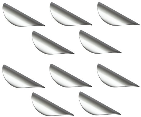 GedoTec Moderner Profilgriff Metall Griffleiste silber Ziehgriff gebogen Schubladengriff für Schranktüren - ZENA | Stahl Chrom matt lackiert | Möbelgriff BA 32 mm | 10 Stück - Türgriffe mit Schrauben