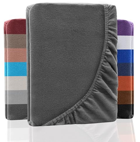 NatureMark Winter Thermo Fleece Spannbettlaken, Spannbetttuch in vielen Farben und Größen Winter Bettlaken, Spannbettlaken 180 x 200 cm bis 200 x 200 cm - anthrazit