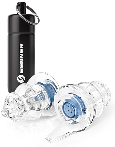 Senner ® MusicPro Soft | Hörselskydd för Konserter, Musik, Disco, Festivaler - Extra Mjuka Öronproppar, Blå/Transparent - med Aluminiumfodral