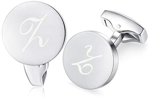 Honey Bear Briefe Initialen Buchstabe manschettenknöpfe Herren Edelstahl Hochzeit Cufflinks Manschettenknopf Gebürstetes Silber (Z)