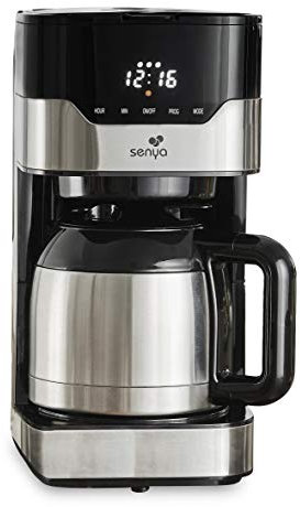 Senya SYBF-CM009 cafetière électrique programmable Smart Coffee avec pichet isotherme Inox 1.2L et sélecteur d’arômes et boutons tactiles 800W