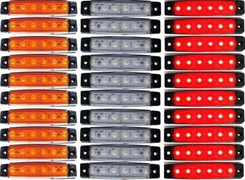 24 V LED lateral trasero de contorno rojo blanco luz de marcador naranja por 24/7Auto camión remolque chasis 30 piezas