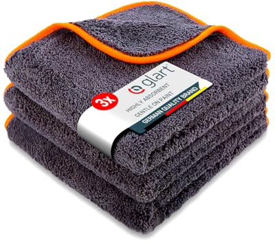 Glart 3 Stück Universal Flausch 600 GSM Mikrofasertücher 40x40 cm Allzwecktücher Haushalt Küche WC Bad Haus Garten Büro, anthrazit, H443TPO