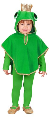 W WIDMANN MILANO Party Fashion - Kinderkostüm Frosch aus Plüsch, Poncho mit Kapuze, Tierkostüm, Fasching