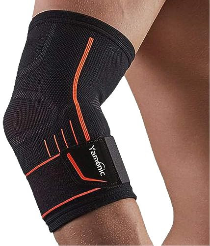 Yamonic Ellenbogenstützhülse, verstellbare Ellbogenstütze Einarmhülse für Tennisellenbogen, Golferarmbogen, Gewichtheben, Sehnenentzündung, Linderung von Gelenkschmerzen, Mittel (25-30cm)