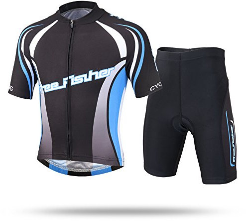 SXSHUN Radtrikot Set Fahrrad Anzüge Kinder atmungsaktiver Fahrradanzug Kurzarm Fahrradhemd + mit Sitzpolster Radhose schnell trocknendem Material Jungen Mädchen, Kopf, 116