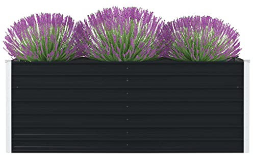 Mogou Hochbeet, Pflanzkübel, Kräuterbeet, Hochbeete-kit, Schneckenzaun, Pflanztrog, Pflanzgefäße, Pflanzfolie Für Hochbeet,Teichbecken, 160 x 80 x 45 cm Verzinkter Stahl Anthrazit