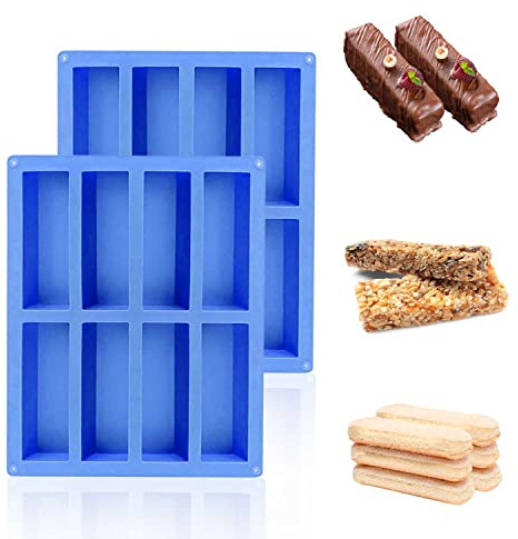 Müsliriegel Backform 2 PCS, Silikonform Rechteckig für Trüffel, Ganache, Brotbrot, Muffin, Brownie, Cornbrot, Käsekuchen und Seife - Energieriegel Form