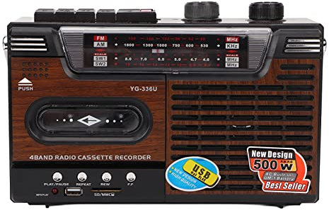 Retro Boombox Cassette Player, Retro Boombox with Cassette Player and AM/FM Radio Speaker and Earphone Jack, Vintage Tape Player Recorder Cassette Support Storage Card and USB (UK)