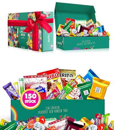 Premium Süßigkeiten Box (150 Stück) - Gute Laune Box als Geschenk Idee oder für die Candy Bar (XXL Naschbox)