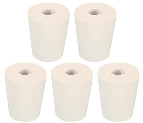 sourcing map 5Stk Gummi Konisch Stecker 19mm bis 26mm mit Loch Test Rohre Stöpsel Stopfen Weiß für Lab Haus