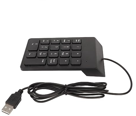 Bewinner Teclado Numérico con Cable USB, Teclado Numérico Externo Mini de 18 Teclas para Computadora Portátil, Escritura Silenciosa, Teclado Numérico Ergonómico para Contador Bancario, (1