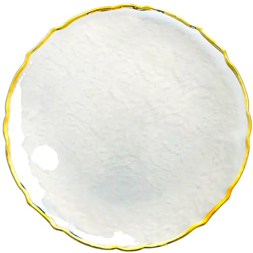 Lot de 12 assiettes XL en verre de 33 cm avec bord doré (3), extra grandes, assiettes de présentation pour mariage, baptême, anniversaire, Noël