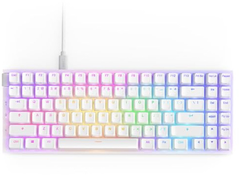 NZXT Function 2 - Clavier de Jeu Optique Pleine Taille - Taux d'interrogation de 8K - Commutateurs optiques linéaires - Actionnement Ajustable - Touches PBT à Deux Coups - RGB - Blanc US (QWERTY)