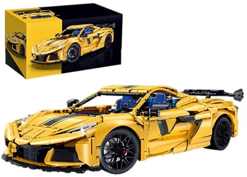 Technik Auto für Chevorlte Corevter C8, 3372 Teile, Mit Originalverpackung | 1:8 Groß Auto Modellbausatz, MOC Klemmbausteine Rennauto Modell Set, Automodell Sammlerstück Geschenk für Autofans