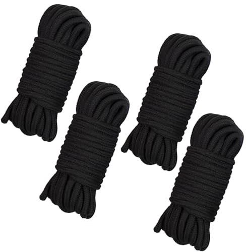 4 Rouleaux Corde en Coton Doux, Épaisseur 8 mm Longueur 10 m, Cordon torsadé épais Multifonctionnel, pour Le Camping, Le Jardinage, Le nautisme, Le tir à la Corde, Les Animaux, l’Escalade(Noir)