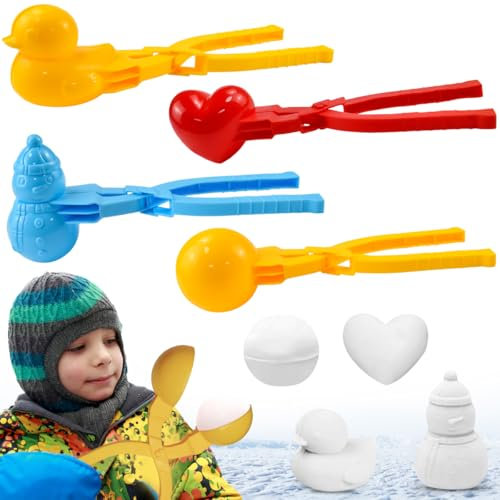 DTYGUIXE 4 Stück Schneeball Clip, Winter Schneeball Maker, Kunststoff Schneeball Former, Pinguin Schneespielzeug, Schneeball Zange, Sandball Schneeball Clip für Kinder, Weihnachten, Outdoor
