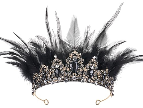PartyforU Kristallkrone für Frauen – Federkönigin-Tiara für Prinzessin, Festzug, Abschlussball, Strass-Krone für Quinceanera-Maskerade