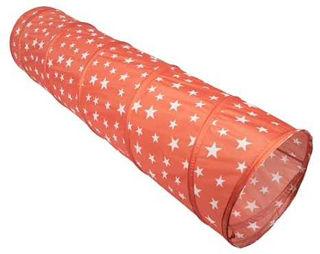 Relsy Starry Burnt Orange Pop-Up-Tunnel für Kinder, Kleinkinder, Haustiere, 180 cm x 45 cm, Kleinkind-Spieltunnel, orangefarbenes Sternen-Baby-Spielzeug und Zelt-Zubehör