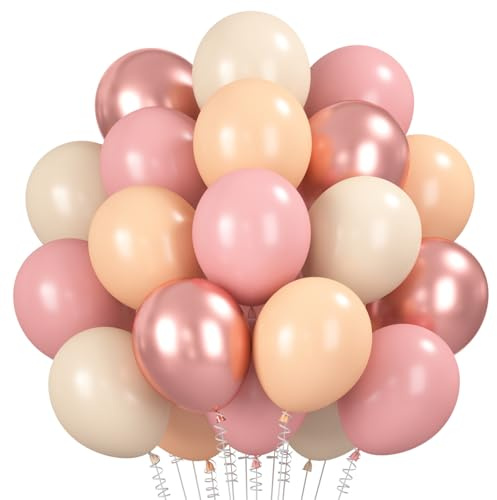 30 Stück Luftballons Retro Rosa Beige Metallic Rosegold Hell Orange
