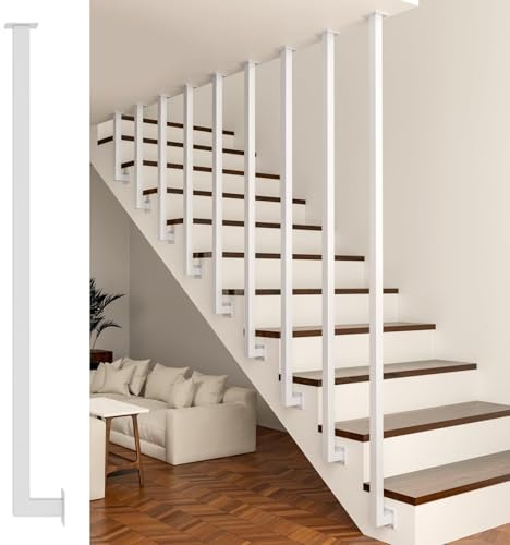 Indoor Stair Handrails, Matte Black L-Shaped Floor-to-Ceiling Mounted Railing for Modern Lofts and Villas