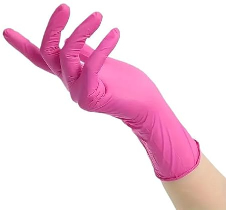 PBHOVIITG Guantes de nitrilo desechables rosas (100/50/20 unidades) for limpieza doméstica, cocina, salón belleza(100PCS Pink,M)