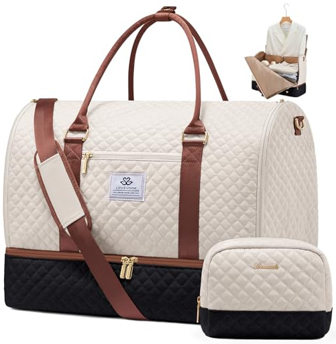 LOVEVOOK Convertible Garment Bag for Travel with Shoe Pouch, Carry On Garment Duffel Bag with Toiletry Bag, 2 in 1 Hanging Suitcase Suit Bag, Waterproof Weekender Bag for Women Travel, Wedding, 2Pcs