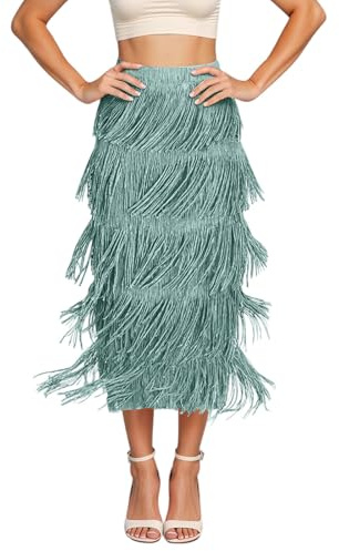 Gonna con frange gonna a pieghe da donna frange lunghe gonne gonna elastica elegante gonna midi con nappe gonna da ballo latino tango gonna samba sala da ballo vestito da ballo festival vestito latino